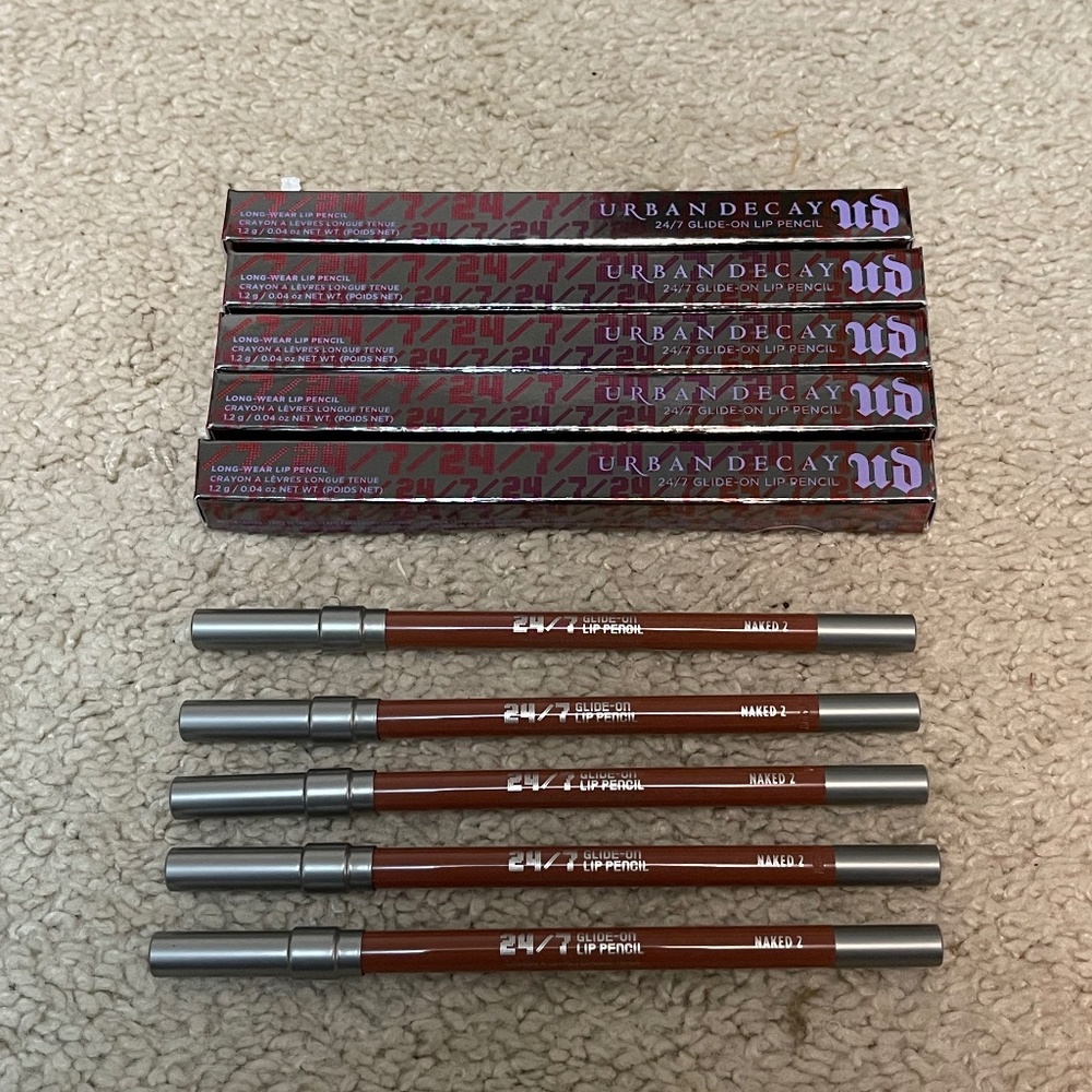 5 x UD Urban Decay 24/7 Glide-On Lip Pencil Lipliner color = Naked 2 NWOB